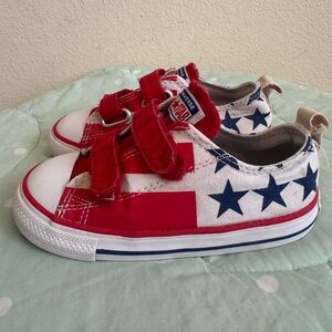 Converse Red and Blue Star Velcro Sneakers Toddler size 9